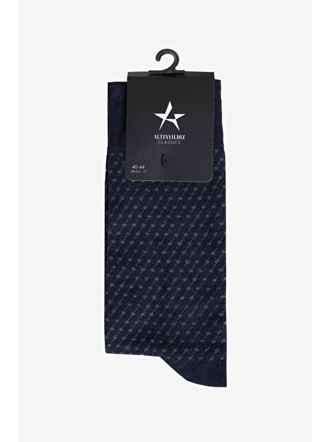Altınyıldız Classics Erkek Gri-Lacivert Desenli Bambulu Soket Çorap - S000416300-37281