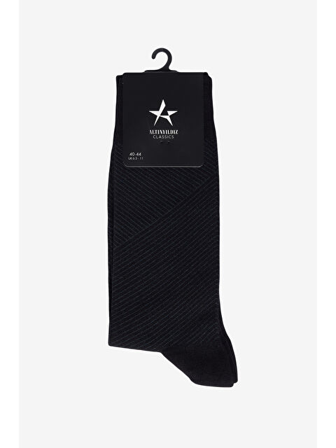 Altınyıldız Classics Erkek Siyah-Gri Desenli Bambulu Soket Çorap - S000416302-37430