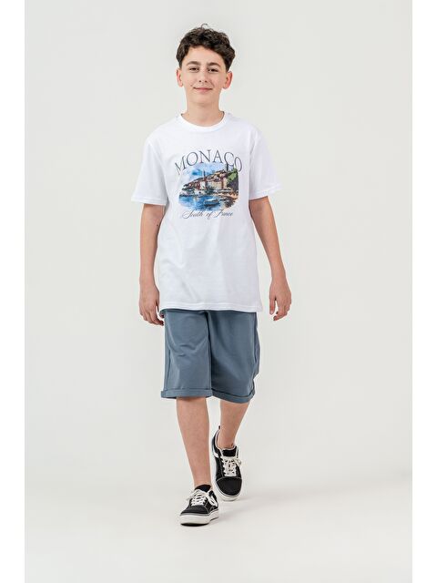 Mışıl Kids Ön Orta Baskılı Duble Paçalı Erkek Çocuk Şort - Tişört Takımı - S000527751-29396