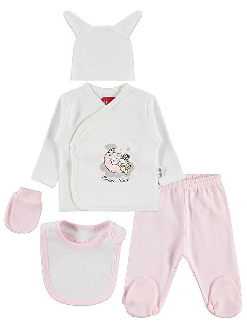 Minidamla Arı Desenli 5'li Zıbın Takımı - Pembe 0-1 Ay - S000510610-20024