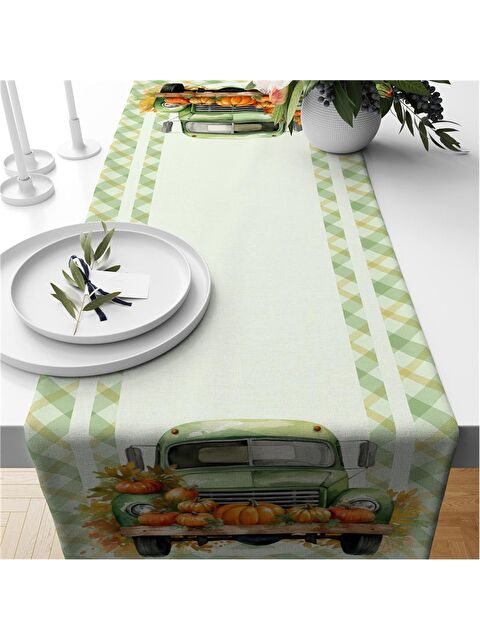 Evmila Sonbahar Temalı 40x140 Cm Kadife Runner - S000285899-23173