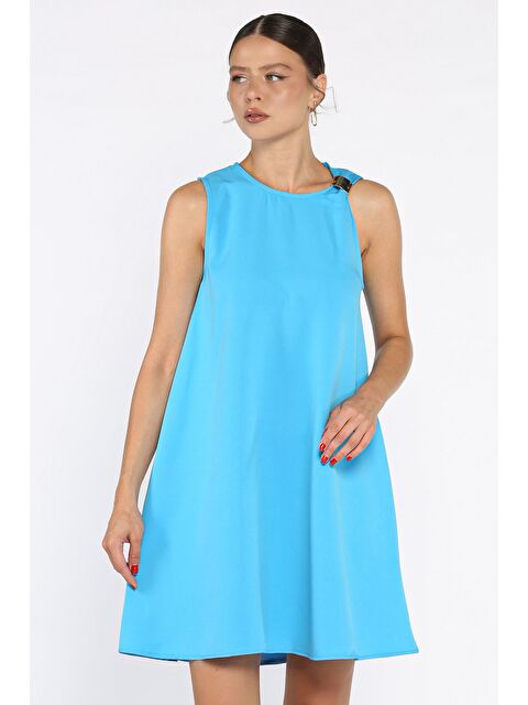 Gülseli Omuz Tokalı Rahat Kısa Elbise - S000425520-17234