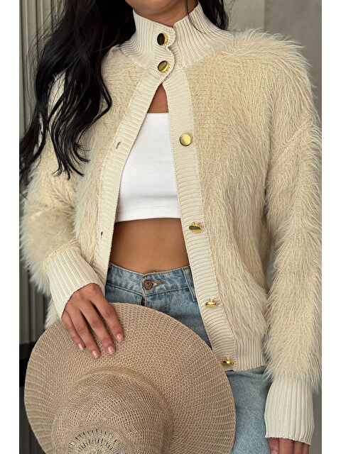 Gülseli Kadın Sakallı Triko Ceket - S000425491-25636