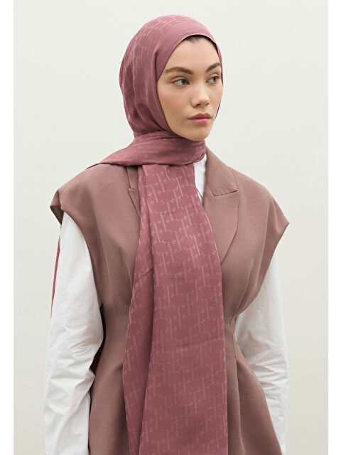 Fresh Scarfs MONOGRAM PAMUK FLOŞ JAKARLI ŞAL GÜL KURUSU - S000483724-20028