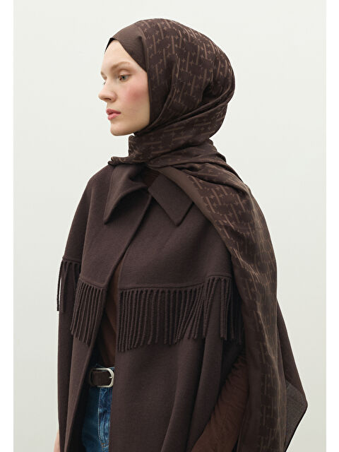 Fresh Scarfs MONOGRAM PAMUK FLOŞ JAKARLI ŞAL ACI KAHVE - S000483724-28102