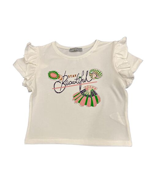 Little Star Kız Çocuk Fırfırlı Tişört - S000290564-25636