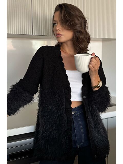 Gülseli Gül Detaylı Sakallı Kadın Triko Hırka - S000425510-19351