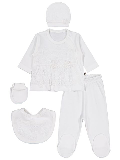 Civil Baby Fırfır Tüllü Zıbın Takımları - Ekru 0-1 Ay - S000483072-19965