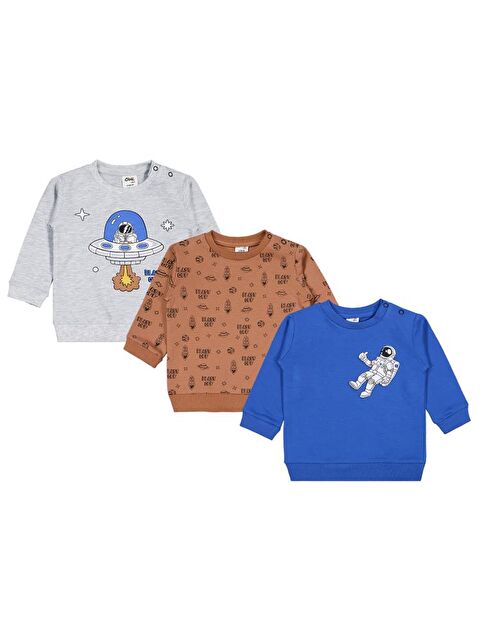 Civil Baby Astronot Baskılı 3'lü Set 6-18 Ay Sweatshirt - S000467835-37243