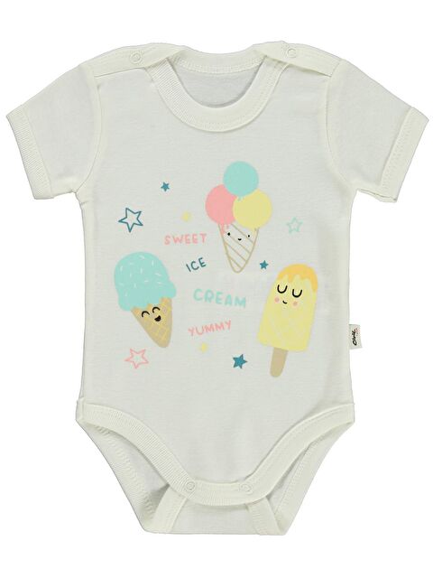Civil Baby Dondurma Baskılı 1-36 Ay Çıtçıtlı Badi - Ekru 12-18 Ay - S000510595-19965