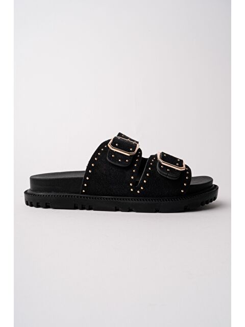 Muggo ESTİVA Ayarlanabilir Çift Tokalı Zımbalı Günlük Kadın Terlik - S000517500-19351