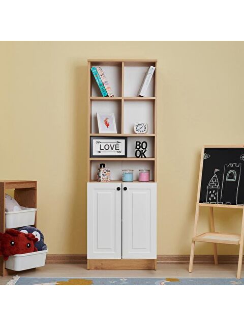 Just Home Ares 2 Kapak Raflı Kitaplık - Safir Meşe / Beyaz - S000376861-37319