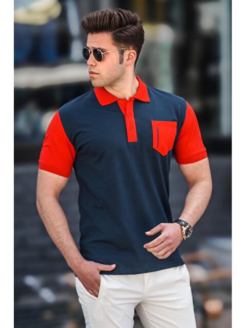 Madmext Lacivert Cep Detaylı Polo Yaka Erkek Triko Tişört 5246 - S000423973-21164