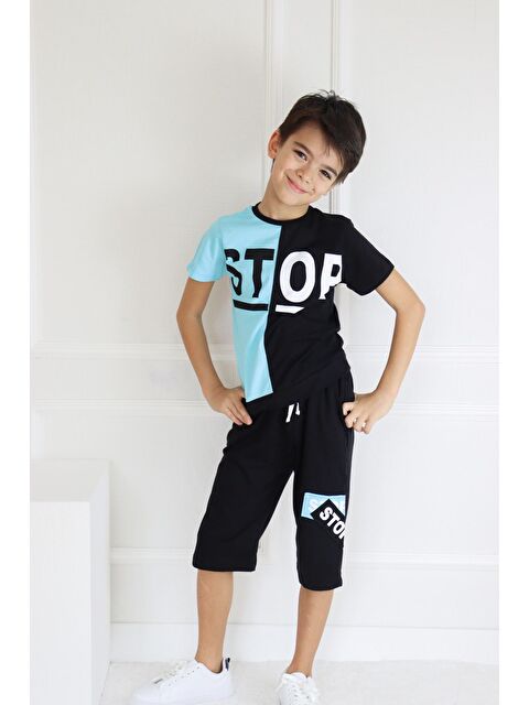 Mr Tuffy Erkek Çocuk Bisiklet Stop  Baskılı Kısa Kollu Basic Kaprili Takım 6-9 Yaş - S000192944-19351