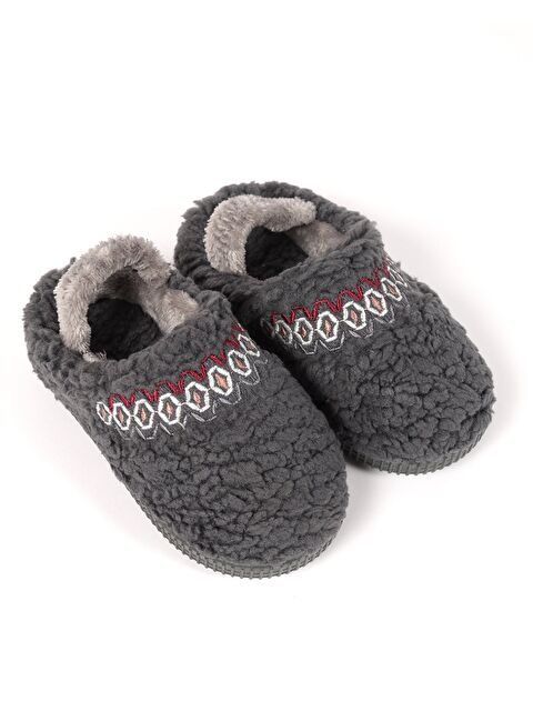 Chirpy Çocuk Nakış Detaylı Antrasit Ev İçi Ayakkabı- Mahe - S000502715-29666