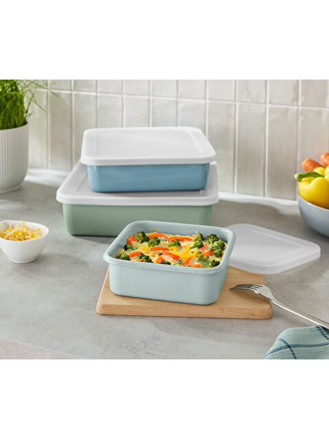 Tchibo Emaye Fırın Kabı, Kare, 3'lü