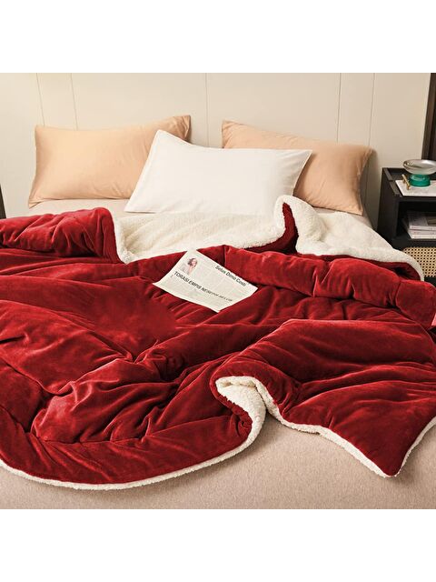 Mulberry Sherpa Polar Battaniye Çift Taraflı Çift Kişilik 220x240 cm