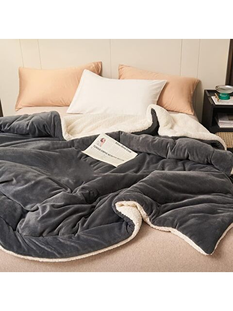 Mulberry Sherpa Polar Battaniye Çift Taraflı Çift Kişilik 220x240 cm