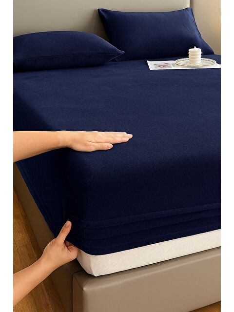 Mulberry Kadife Kumaş Çift Kişilik Fitted Lastikli Çarşaf Takımı 160x200+30 cm