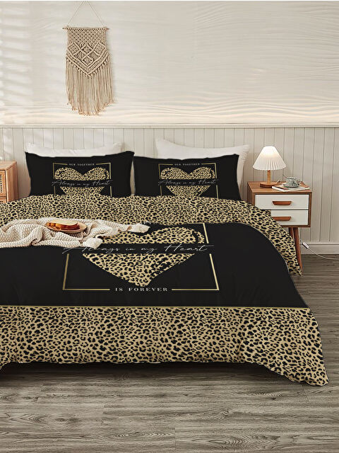 Evmila Modern Desenli Baskılı Çift Kişilik 200x220 Cm 2 Adet 50x70cm Nevresim Takımı - S000285902-23173