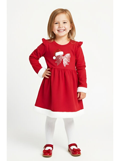 Modanino Kız Çocuk Yılbaşı Temalı 2 İplik Şardonlu Elbise 12433 - S000474784-20045