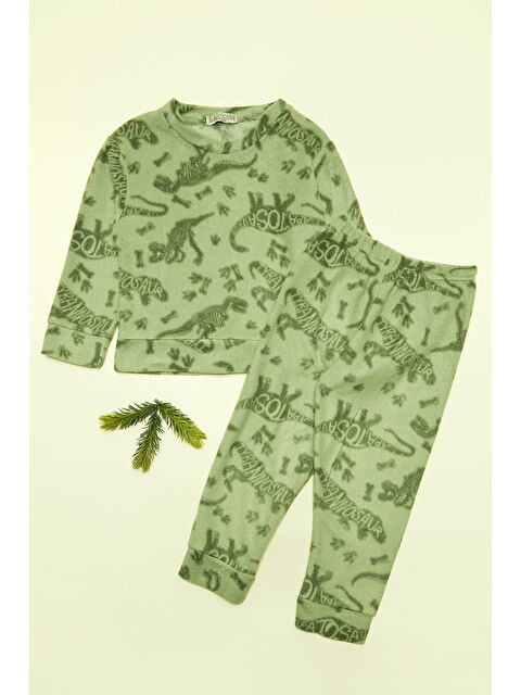Fullamoda Dinozor Desenli Polar Erkek Çocuk Pijama Takımı - S000486475-18194
