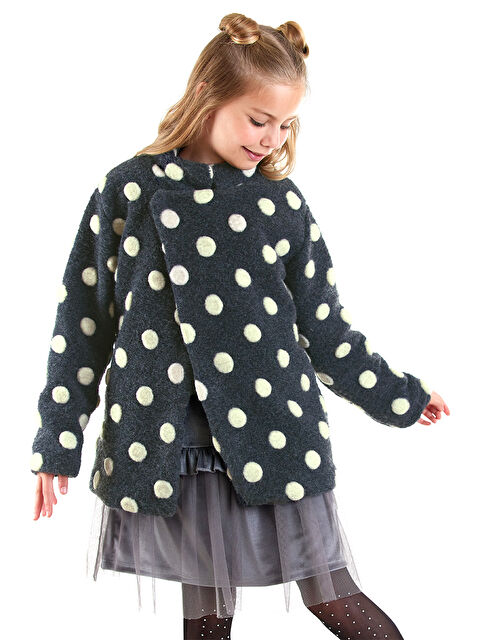 Denokids Beyaz Puantiye Kız Çocuk Füme Mont Palto - S000424484-29666