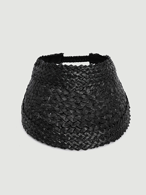 Luminos Butik Siyah Desenli Hasır Vizör Şapka Güneşten Koruma Estetik Duruş Günlük Kullanıma Uygun HSR2114 - S000384073-15542