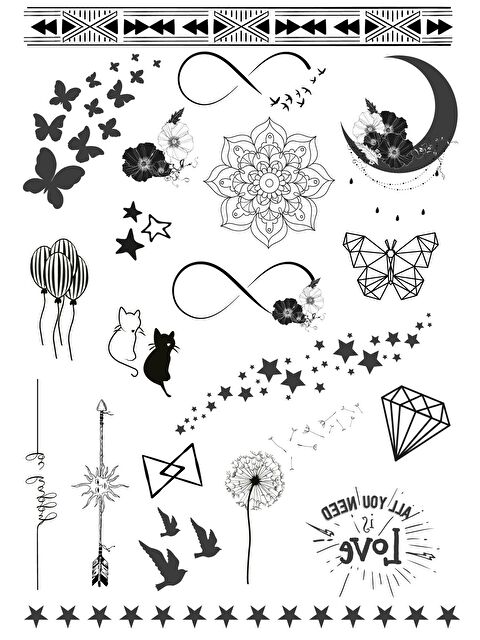 New Obsessions Siyah Desenler Geçici Dövme - S000344071-19351