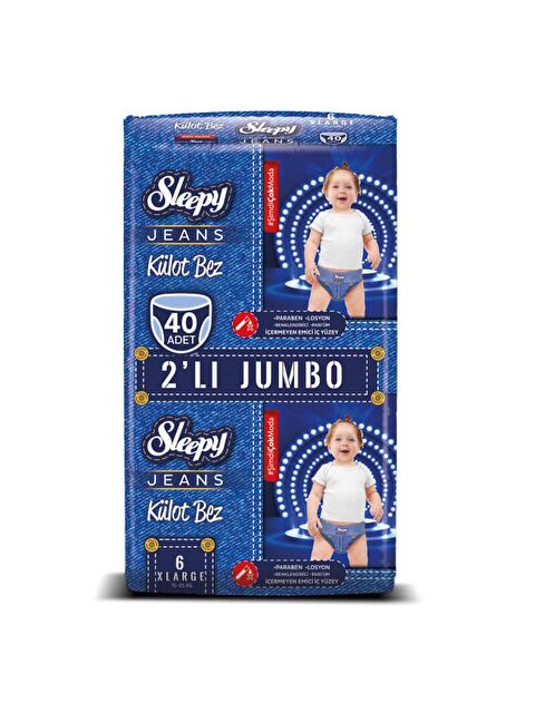 Sleepy 2'li Paket Jeans KÜLOT Bez 6 Numara Xlarge JUMBO 20x2 (40 Adet) - S000110830-20063