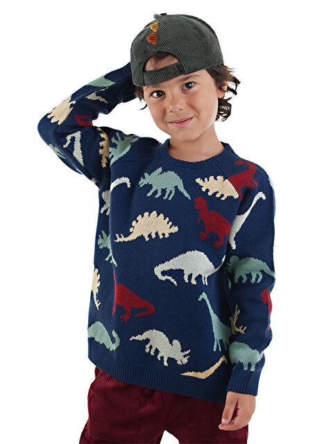 Denokids Dinolar Erkek Çocuk Lacivert Triko Kazak - S000424487-21164