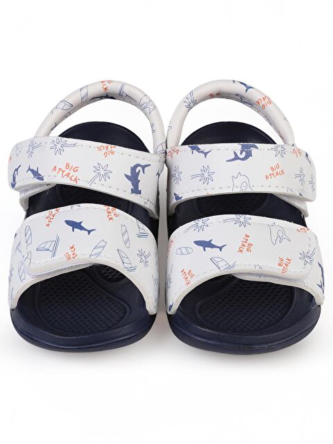 Civil Boys Köpekbalığı Desenli 20-24 Numara Sandalet - Beyaz 24-36 Ay - S000526488-20063
