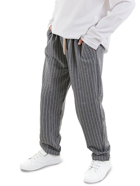 Denokids Erkek Çocuk Çizgili Gri Pantolon - S000424490-20600
