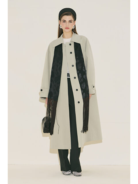 Manuka Malene Düğmeli Trençkot Yeşil - S000529585-18194