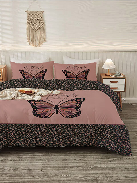 Evmila Modern Desenli Baskılı Çift Kişilik 200x220 Cm 2 Adet 50x70cm Nevresim Takımı - S000285904-23173