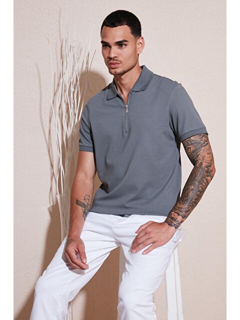 Buratti Pamuklu Regular Fit Fermuarlı Polo Yaka Erkek Tişört 5902915 - S000217707-17354