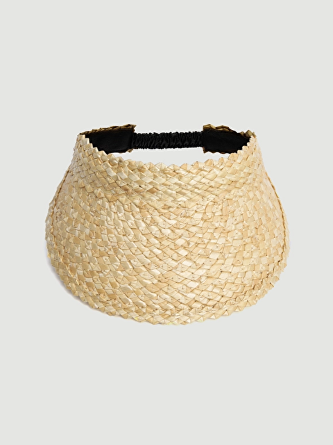 Luminos Butik Bej Desenli Hasır Vizör Şapka Güneşten Koruma Estetik Duruş Günlük Kullanıma Uygun HSR2114 - S000384073-19928