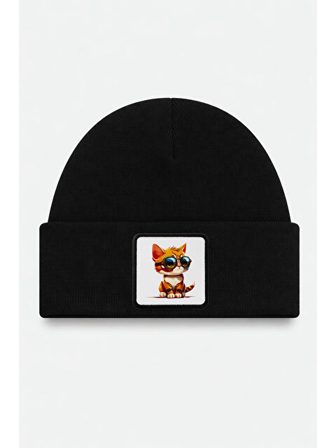 BlackBörk Kedi Logolu Siyah Çocuk Bere