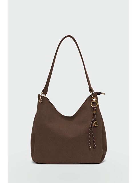 Shulebags Calico Charmlı Süet Omuz Çantası Kahve - S000446734-19413