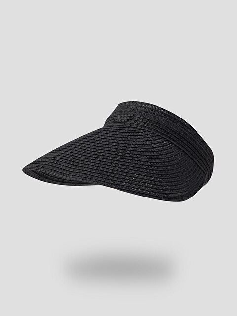 Luminos Butik Siyah Arkası Lastikli Hasır Vizör Şapka HSR2089 - S000360935-15542
