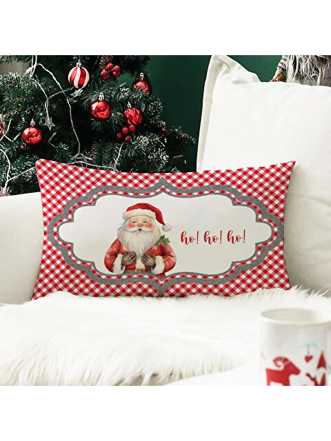 Evmila Yılbaşı Temalı Desenli Kadife Kırlent Kılıfı 35x55 cm - S000285312-23173