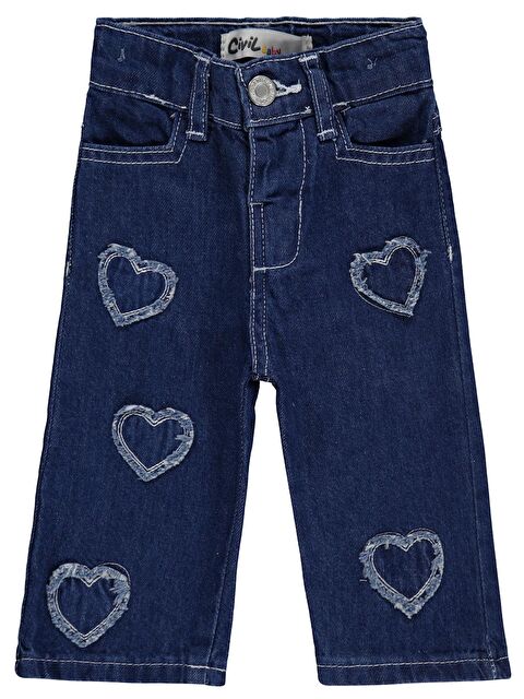 Civil Baby Kız Bebek Kalp Pachli 6-18 Ay Pantolon Jean - Mavi