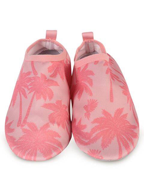 Civil Girls Palmiye Baskılı Tabansız 32-36 Numara Deniz Ayakkabısı - Pudra 32 - S000526491-7152