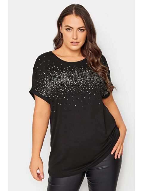 Stil Diva Büyük Beden Bisiklet Yaka İşlemeli Kısa Kollu Bluz 321289 - S000136593-19351