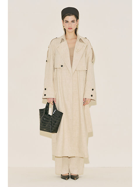 Manuka Lımıted Edıtıon Geniş Kol Trençkot Bej - S000529587-19928