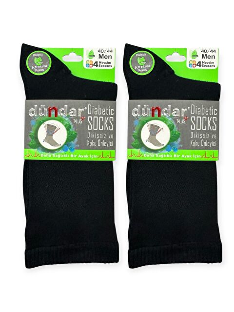 Dündar Siyah Unisex Diabetic Bambu Soket Çorap 2'li - S000326553-19351