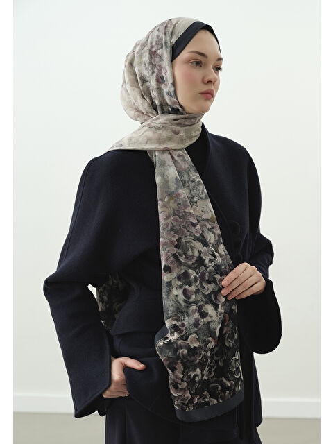 Fresh Scarfs PEARLIE DESENLİ PAMUK VİSKON ŞAL İNDİGO - S000514090-23093