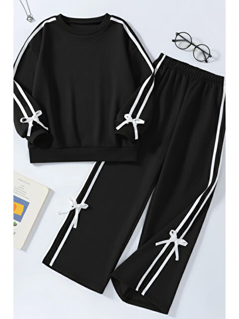 My Kids Wear Kız Çocuk Çift Şerit Kurdele Eşofman Takımı 4-16 Yaş 12145 - S000446239-37424