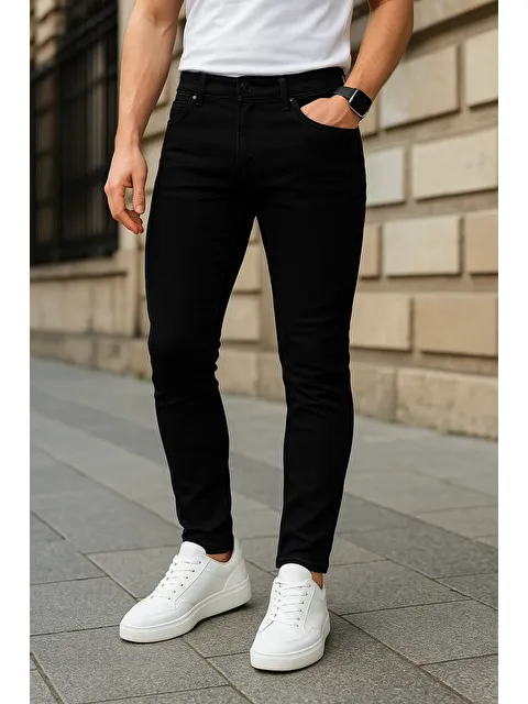 Comstar Erkek Dar Paça Trend Comfort Siyah Jean Pantolon