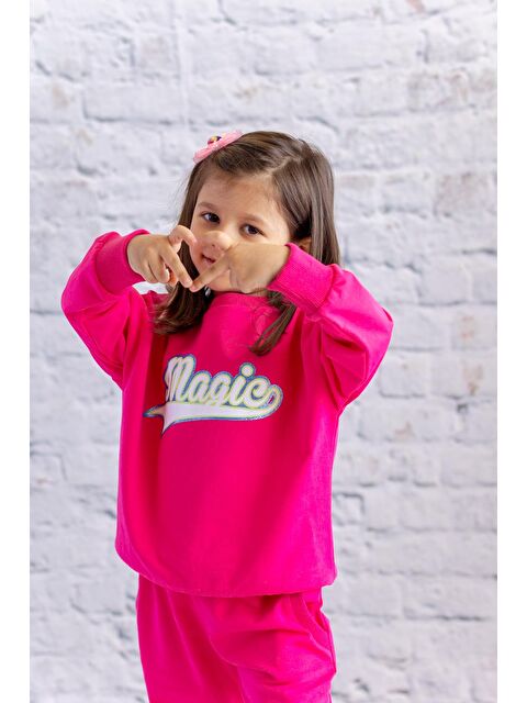 ZEYLAND Kız Çocuk Sim Baskılı Basic Sweatshirt - Fusya - S000367170-18686
